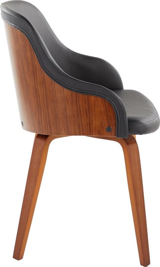 Lumisource Dining Chairs - Bacci Dining/Accent Chair In Walnut Wood & Black Faux Leather