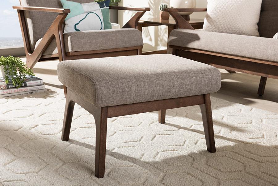 Wholesale Interiors Ottomans & Stools - Bianca Mid-Century Ottoman Light Gray & Walnut Brown