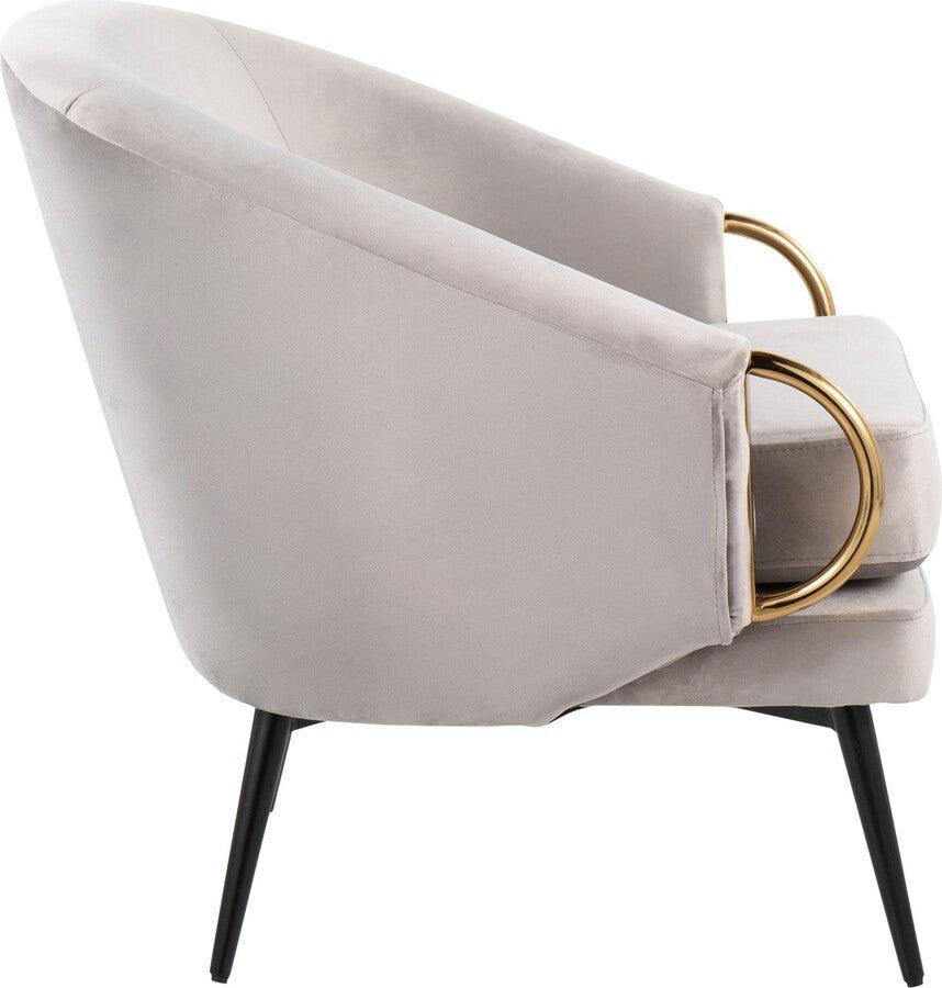 Lumisource Accent Chairs - Claire Contemporary/Glam Black Steel & Silver Velvet With Gold Steel Accents