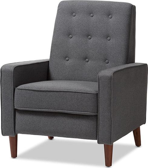Wholesale Interiors Accent Chairs - Mathias Mid-Century Modern Grey Fabric Upholstered Lounge Chair