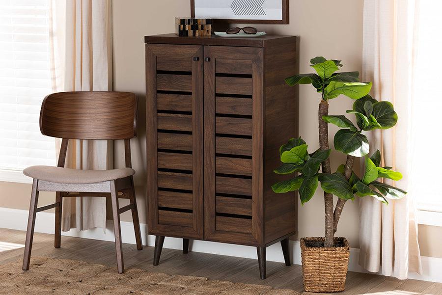 Wholesale Interiors Shoe Storage - Salma Walnut Brown Finished Wood 2-Door Shoe Storage Cabinet