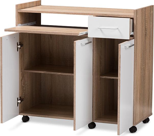 Wholesale Interiors Kitchen Storage & Organization - Charmain Modern and Contemporary Light Oak and White Finish Kitchen Cabinet