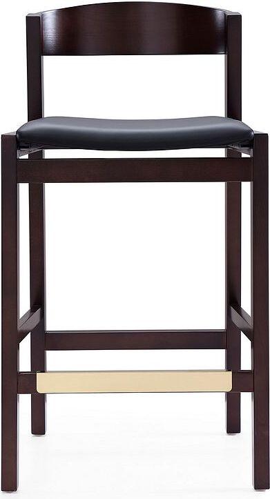 Manhattan Comfort Barstools - Klismos 36.75 in. Black and Dark Walnut Beech Wood Counter Height Bar Stool
