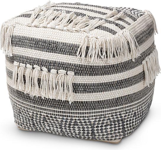 Wholesale Interiors Ottomans & Stools - Kirby Moroccan Ottoman Gray & Ivory