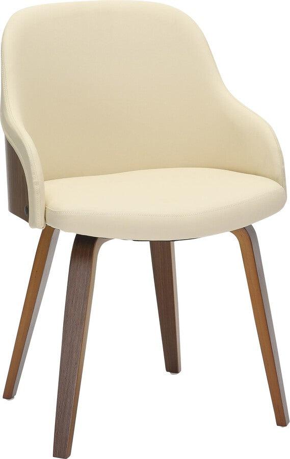 Lumisource Dining Chairs - Bacci Dining/Accent Chair In Walnut Wood & Cream Faux Leather