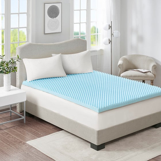 Olliix.com Mattress Protectors - All Season Reversible Hypoallergenic Cooling Mattress Topper Blue Twin