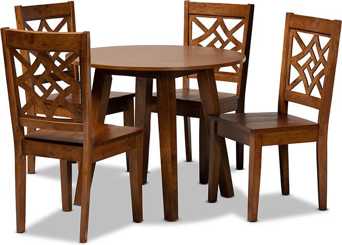 Wholesale Interiors Dining Sets - Rava Walnut Brown Finished Wood 5-Piece Dining Set