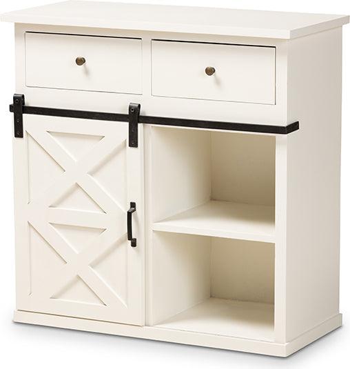 Wholesale Interiors Buffets & Sideboards - Nadia Farmhouse White Finished Wood and Black Metal 2-Door Sideboard Buffet