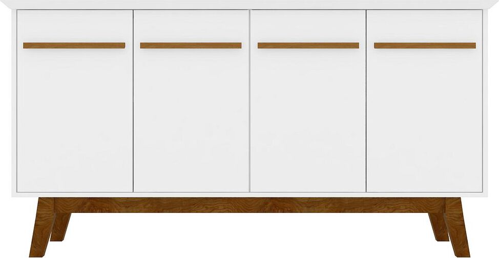 Manhattan Comfort Buffets & Sideboards - Yonkers 62.99 Sideboard with Solid Wood Legs and 2 Cabinets in White