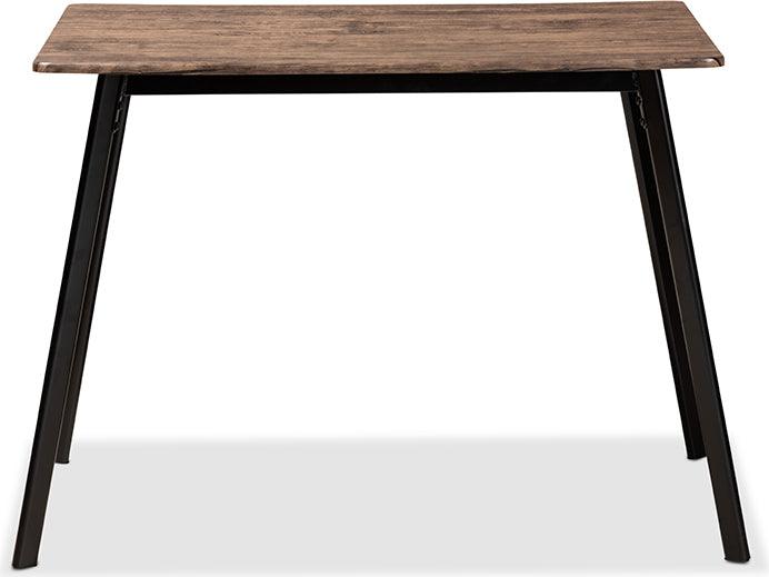 Wholesale Interiors Dining Tables - Calder Mid-Century Modern Walnut Brown Finished Wood and Black Metal Dining Table