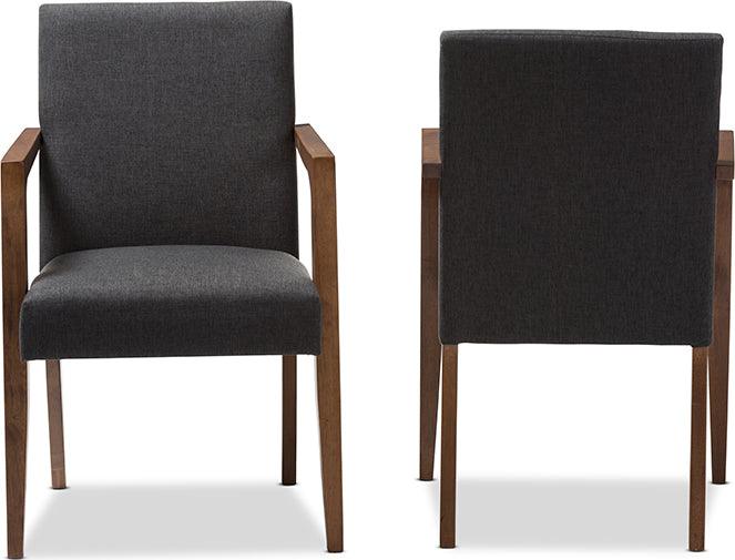 Wholesale Interiors Accent Chairs - Andrea Mid-Century Modern Dark Grey Upholstered Wooden Armchair (Set of 2)