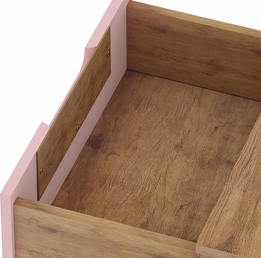Manhattan Comfort Bedroom Sets - Rockefeller Nature & Rose Pink 5-Drawer Dresser & 2-Drawer Nightstand Set
