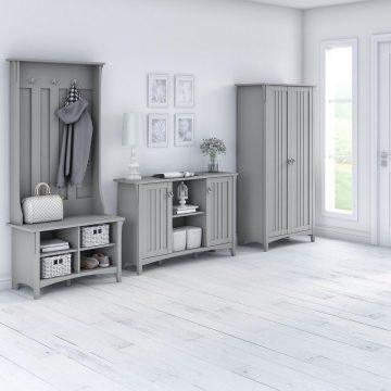 Bush Business Furniture Shoe Storage - Hall Tree with Shoe Storage Bench 31.73" W Cape Cod Gray