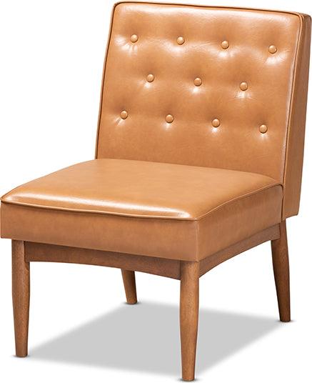 Wholesale Interiors Dining Chairs - Riordan Mid-Century Dining Chair Tan & Walnut Brown