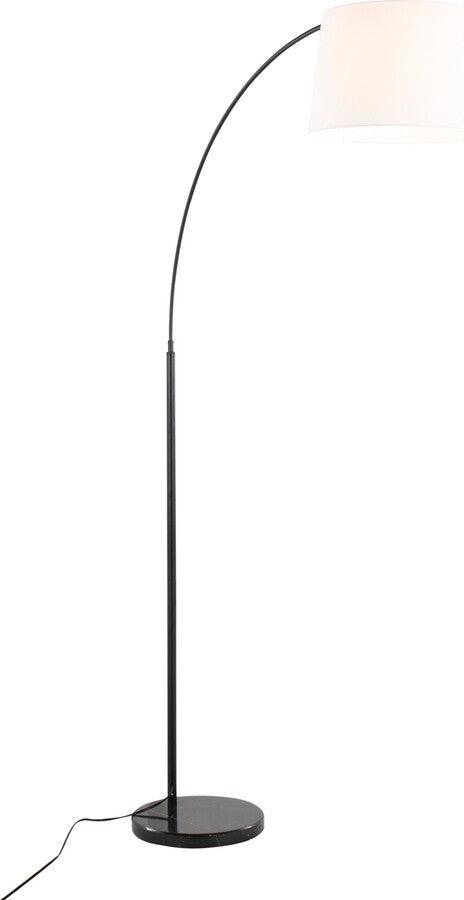 Lumisource Floor Lamps - March Contemporary Floor Lamp In Black Marble & Black Metal With White Linen Shade