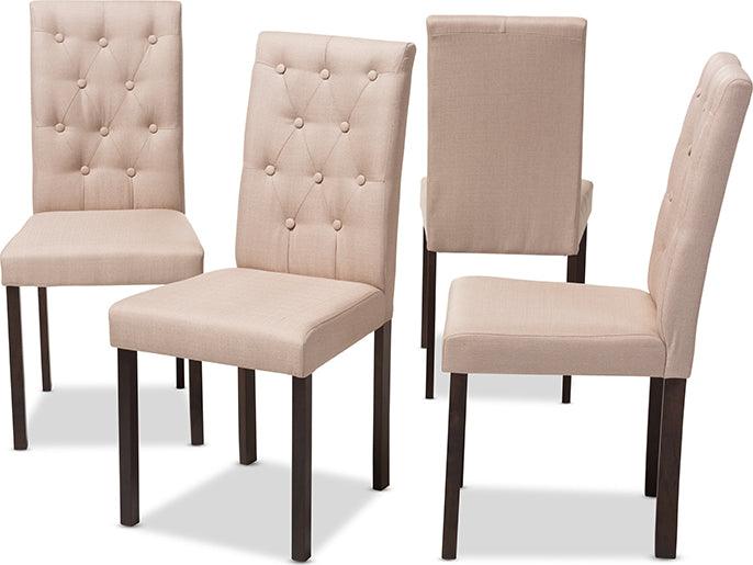 Wholesale Interiors Dining Chairs - Gardner Contemporary Dark Brown Beige Fabric Upholstered Dining Chair (Set of 4)