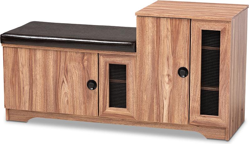 Wholesale Interiors Benches - Valina Dark Brown 2-Door Wood Shoe Storage Bench with Cabinet