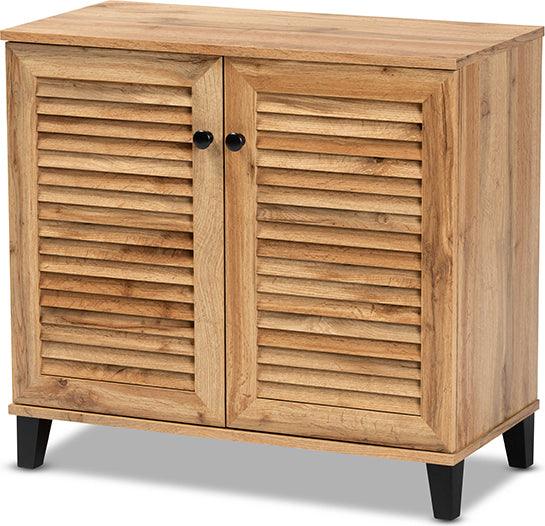 Wholesale Interiors Shoe Storage - Coolidge Oak Brown Finished Wood 2-Door Shoe Storage Cabinet