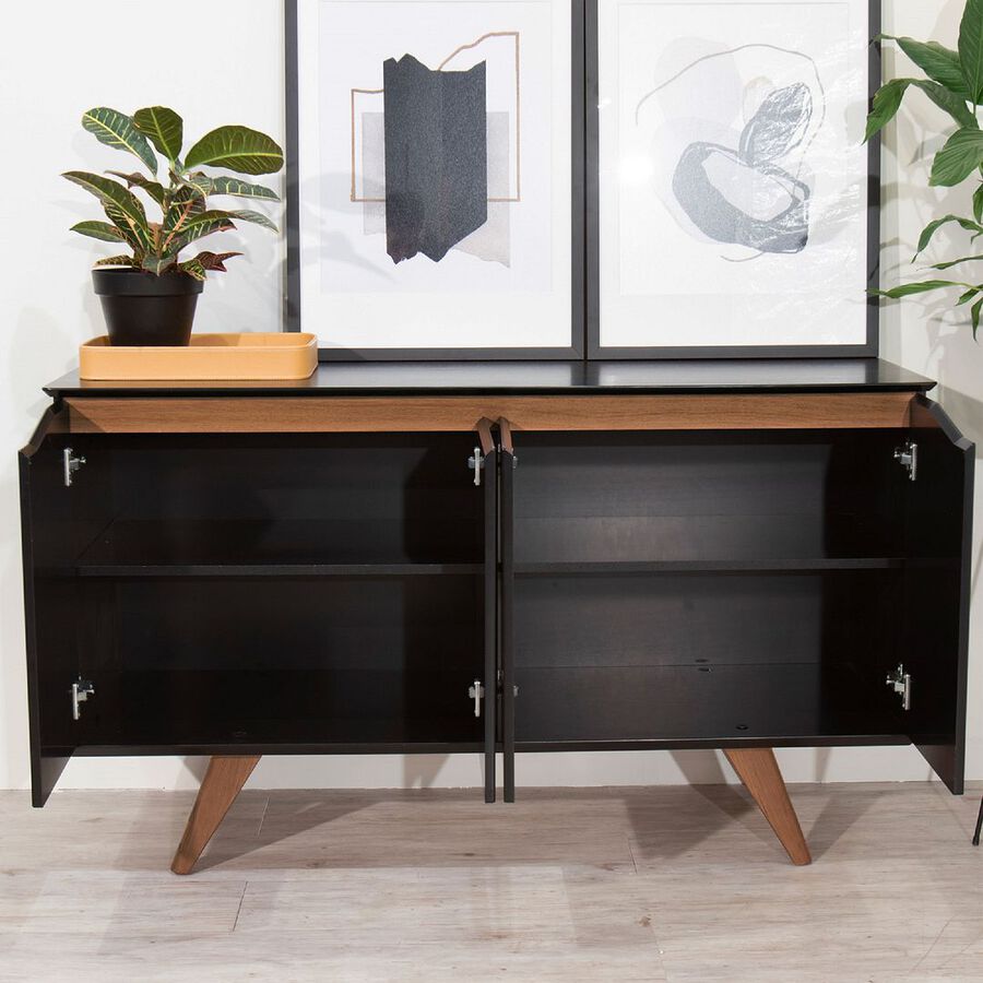Manhattan Comfort Buffets & Cabinets - Tudor 53.15 Sideboard in Black and Maple Cream