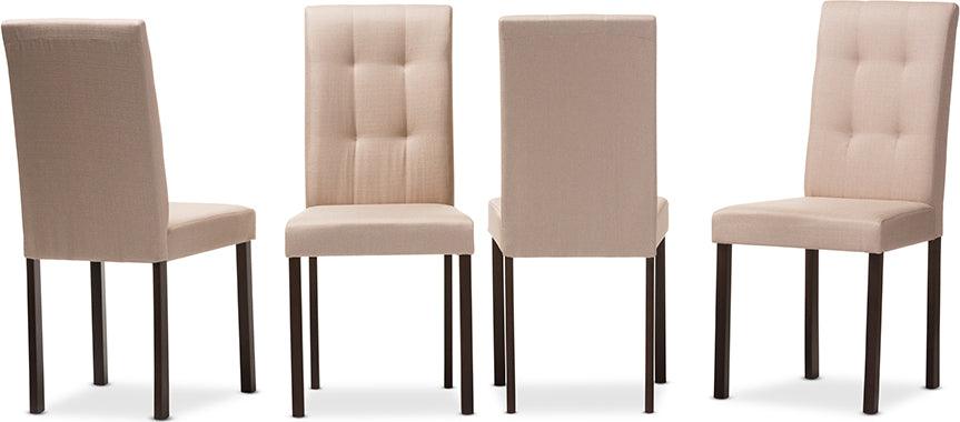 Wholesale Interiors Dining Chairs - Andrew Beige Grid-tufting Dining Chair (Set of 4)