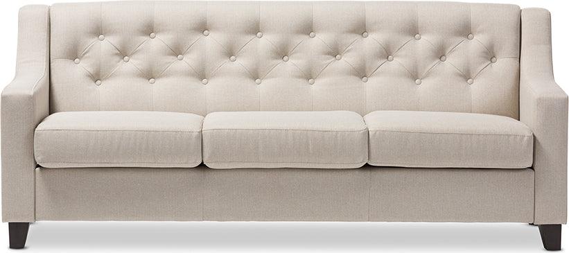 Wholesale Interiors Sofas & Couches - Arcadia Light Beige Fabric Upholstered Button-Tufted Living Room 3-Seater Sofa