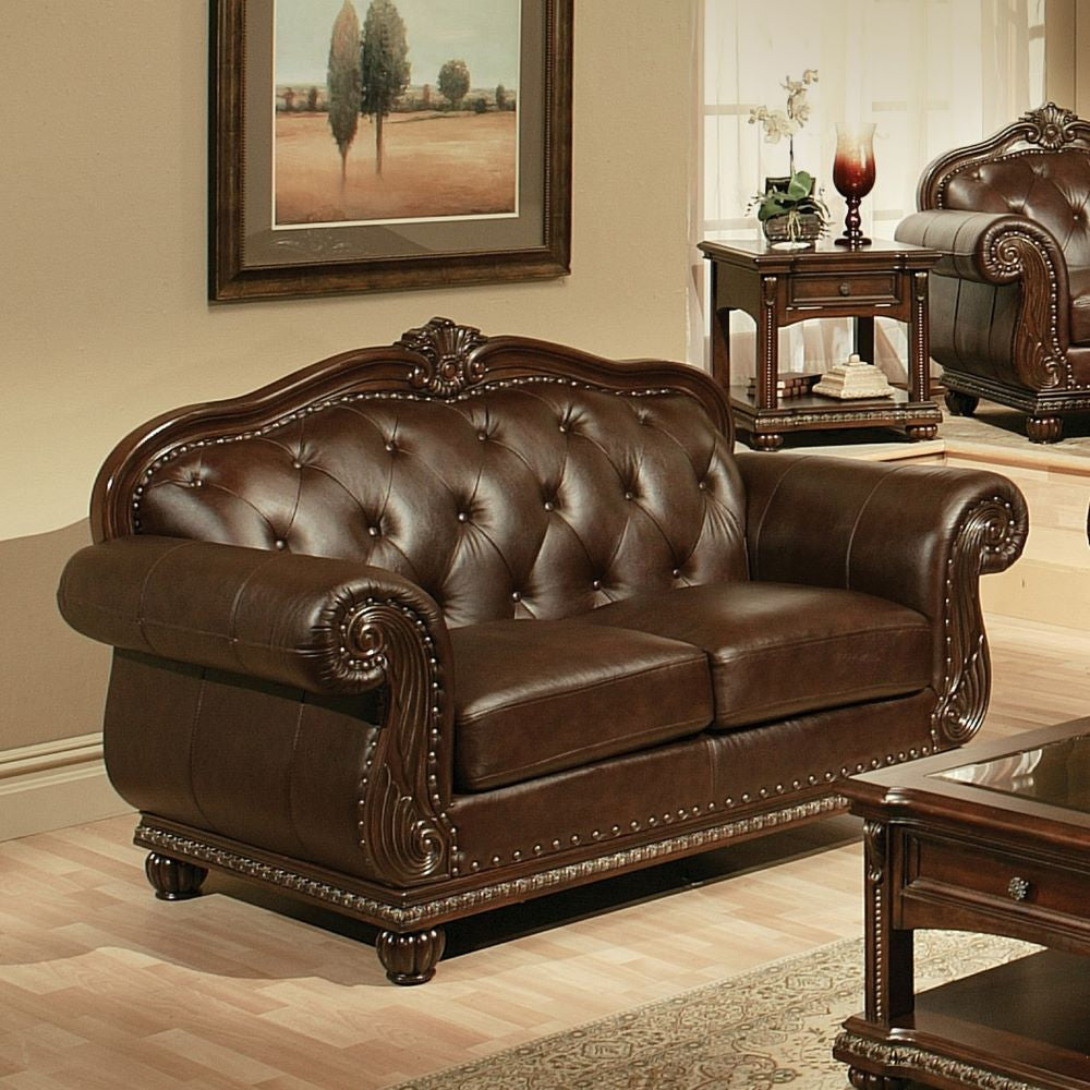 ACME Furniture Sofas & Couches - Loveseat, Espresso Top Grain Leather Match 15031