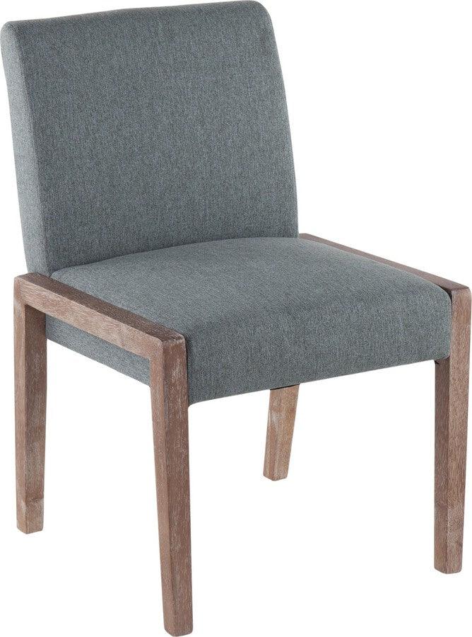 Lumisource Accent Chairs - Carmen Contemporary Chair In White Washed Wood & Teal Fabric (Set of 2)