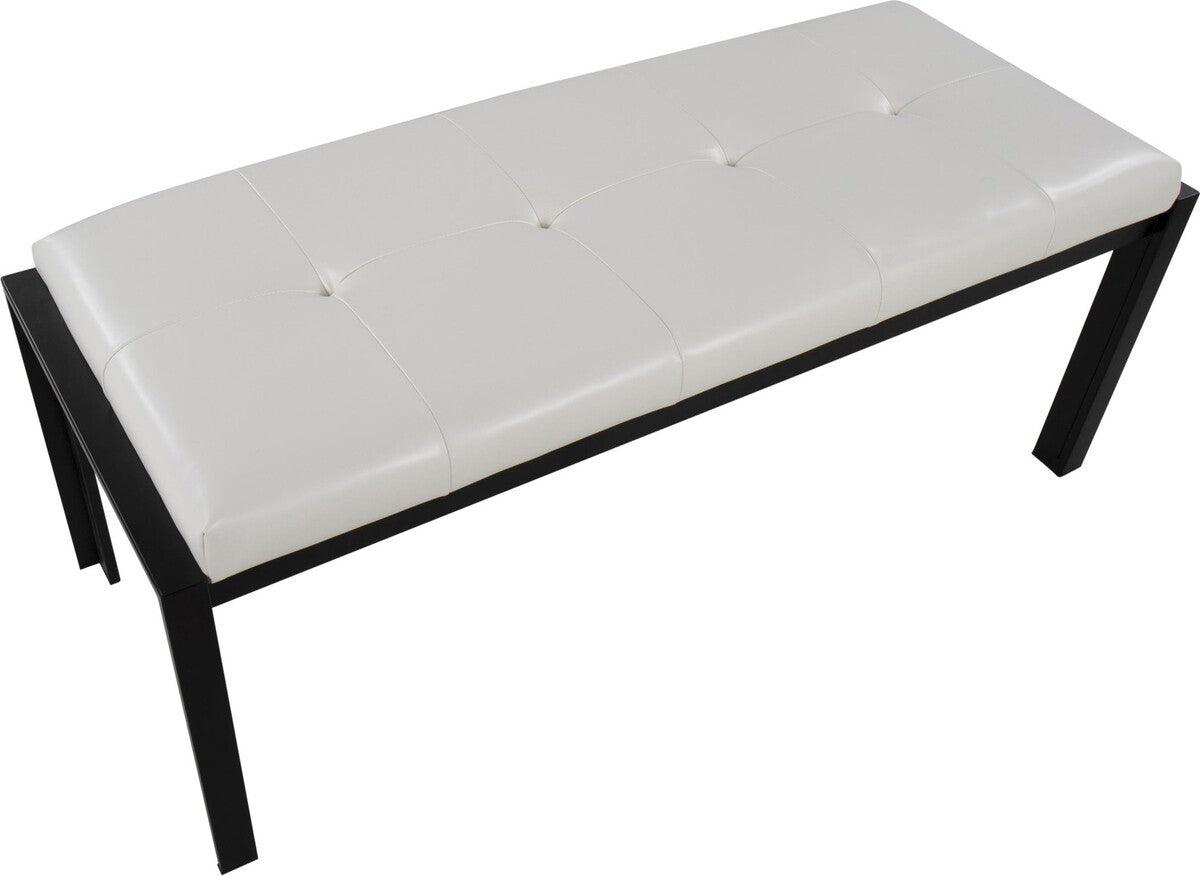 Lumisource Benches - Fuji Contemporary Bench In Black Metal & White Faux Leather