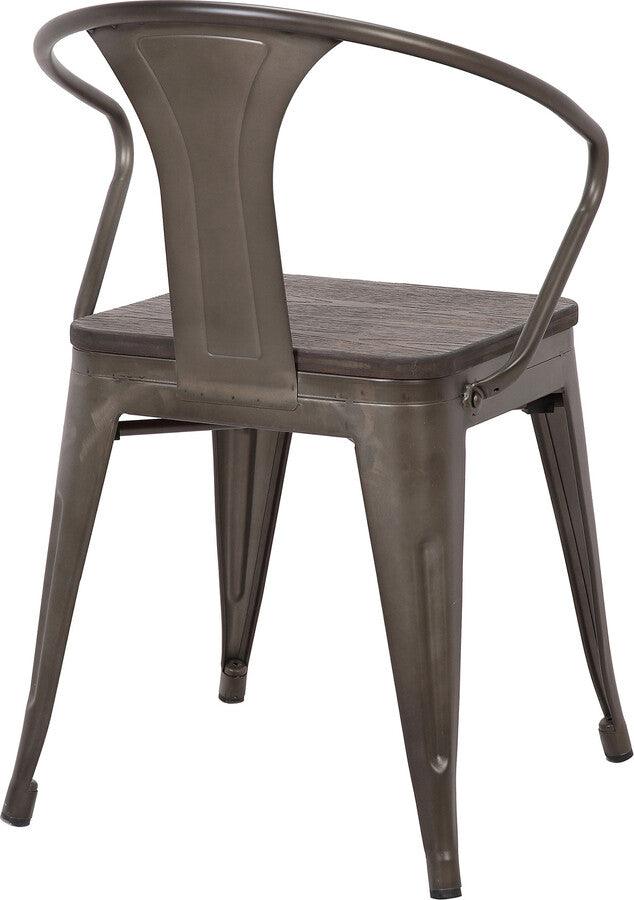 Lumisource Dining Chairs - Waco Industrial Chair in Vintage Antique Metal & Espresso Bamboo - Set of 2