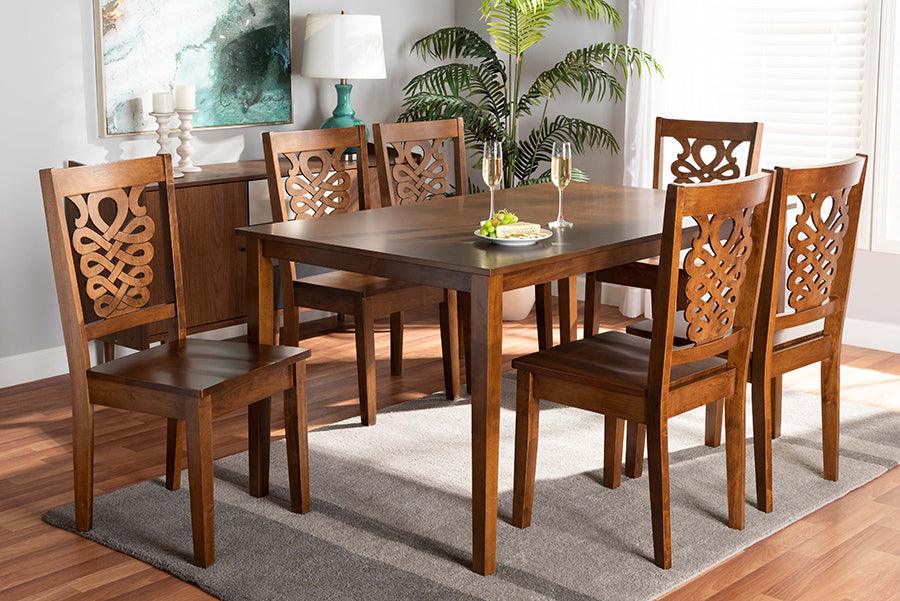 Wholesale Interiors Dining Sets - Luisa Walnut Brown Finished Wood 7-Piece Dining Set