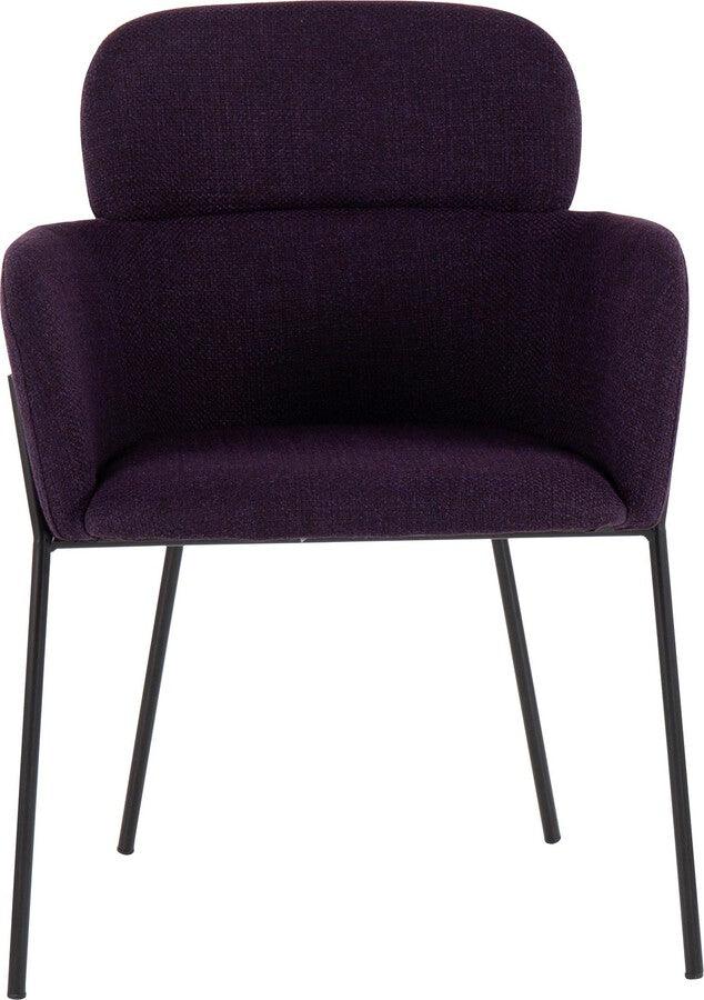 Lumisource Accent Chairs - Milan Contemporary Chair In Black Metal & Purple Noise Fabric (Set of 2)