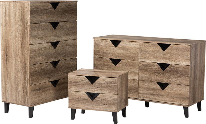 Wholesale Interiors Bedroom Sets - Wales Modern and Contemporary Two-Tone Black and Light Brown Finished Wood 3-Piece Storage Set