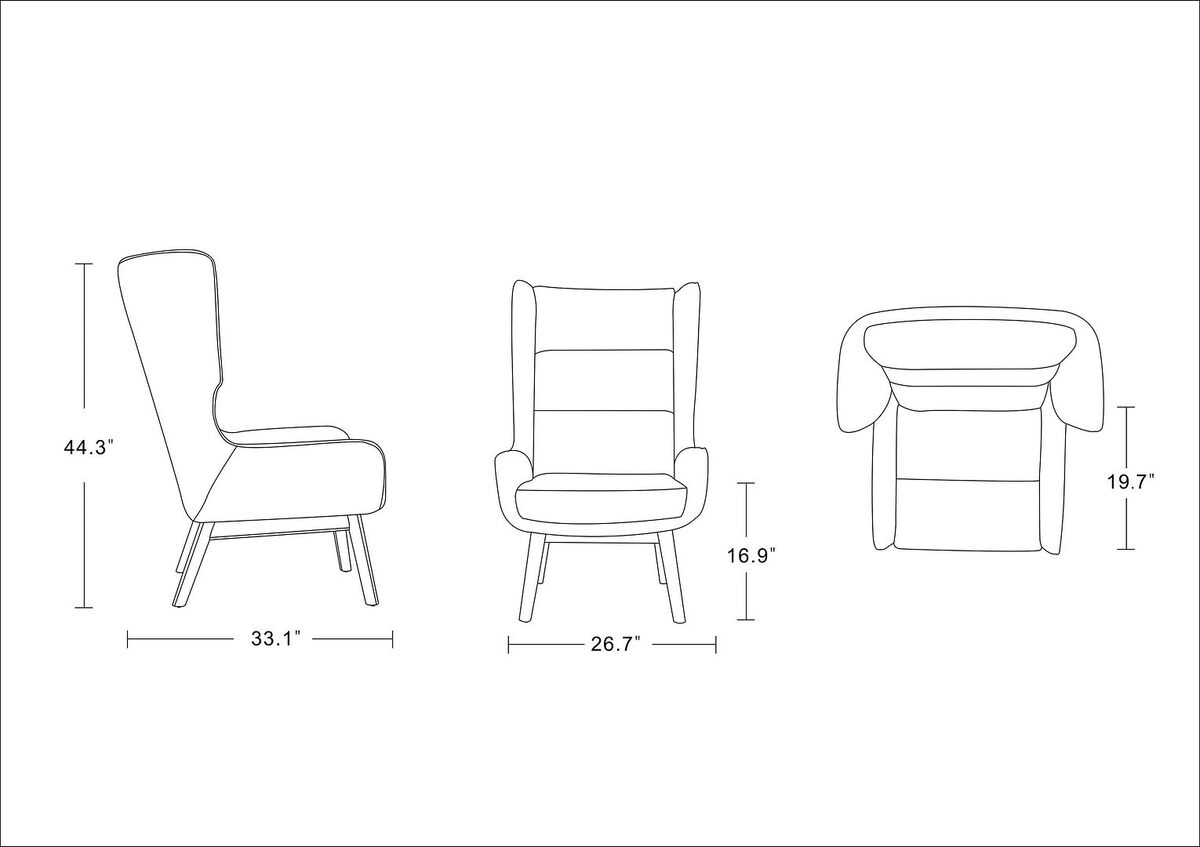 Manhattan Comfort Accent Chairs - Sampson Graphite and Natural Twill Accent Chair (Set of 2)