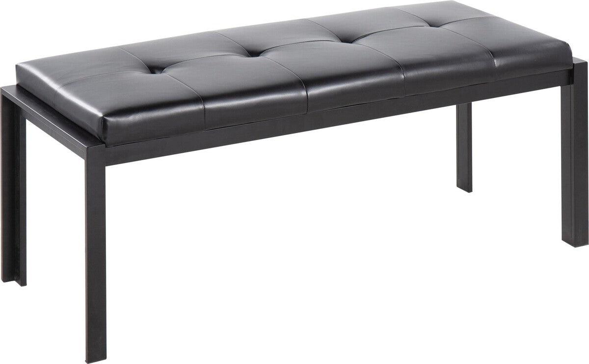 Lumisource Benches - Fuji Contemporary Bench In Black Metal & Black Faux Leather