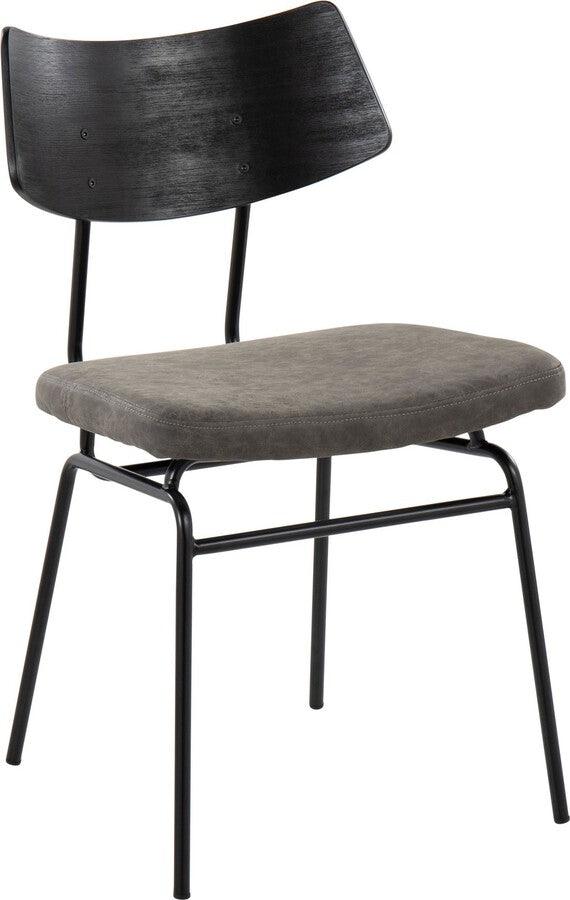 Lumisource Accent Chairs - Walker Chair In Black Metal, Dark Grey Faux Leather, & Black Wood (Set of 2)