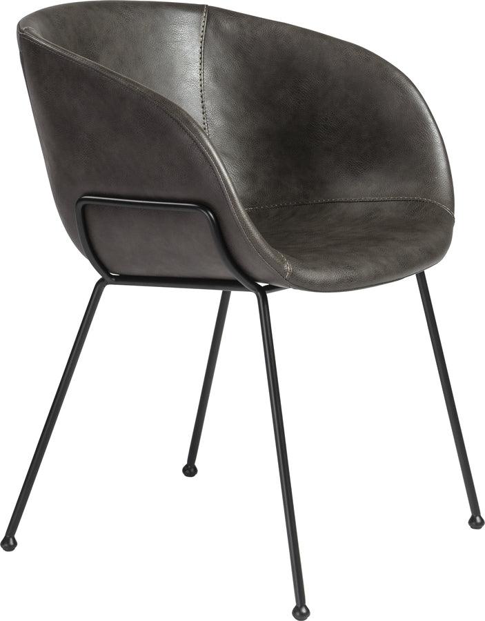 Euro Style Dining Chairs - Zach Armchair with Dark Gray & Matte Black- Set of 2