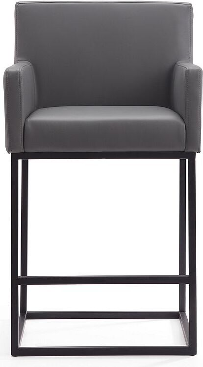 Manhattan Comfort Barstools - Ambassador 38 in. Grey and Black Metal Counter Height Bar Stool