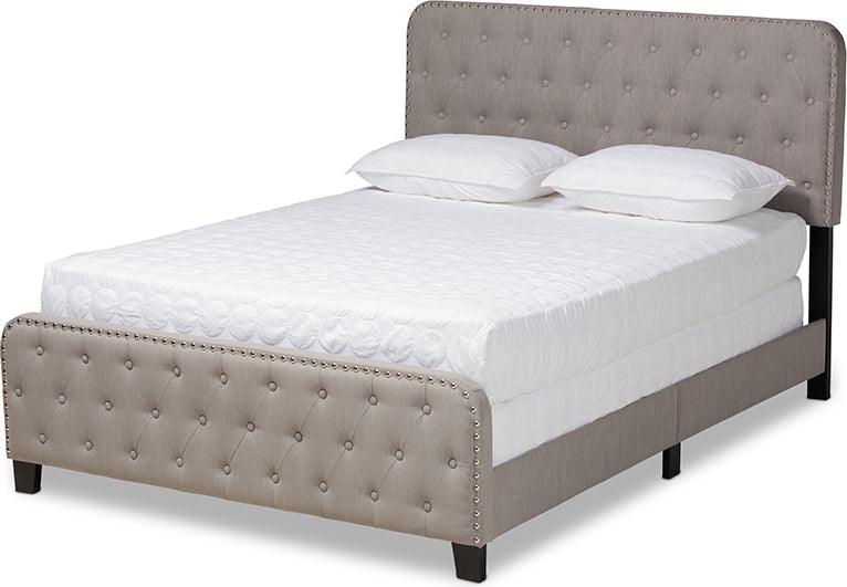 Wholesale Interiors Beds - Annalisa Button Tufted Queen Size Panel Bed Gray