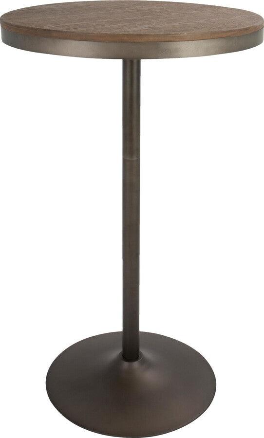 Lumisource Bar Tables - Dakota Industrial Adjustable Bar / Dinette Table in Antique and Brown