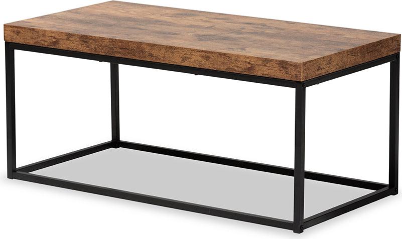 Wholesale Interiors Coffee Tables - Bardot Walnut Brown Finished Wood and Black Metal Coffee Table