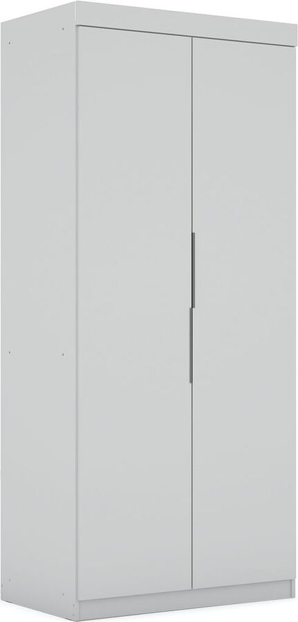 Manhattan Comfort Cabinets & Wardrobes - Mulberry 2.0 Sectional Modern Armoire Wardrobe Closet with 2 Drawers in White