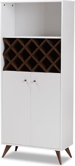 Wholesale Interiors Buffets & Sideboards - Serafino Modern and Walnut Finished Wood Wine Cabinet White & Walnut Brown