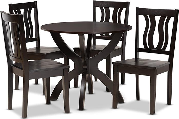 Wholesale Interiors Dining Sets - Karla Dark Brown Finished Wood 5-Piece Dining Set