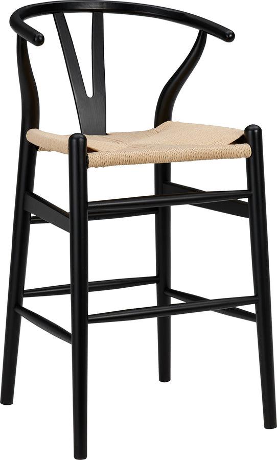 Euro Style Barstools - Evelina-C Counter Stool in Black Frame and Natural Seat
