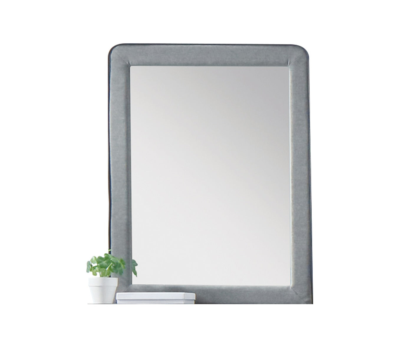 ACME Mirrors - ACME Valda Mirror, Light Gray Fabric