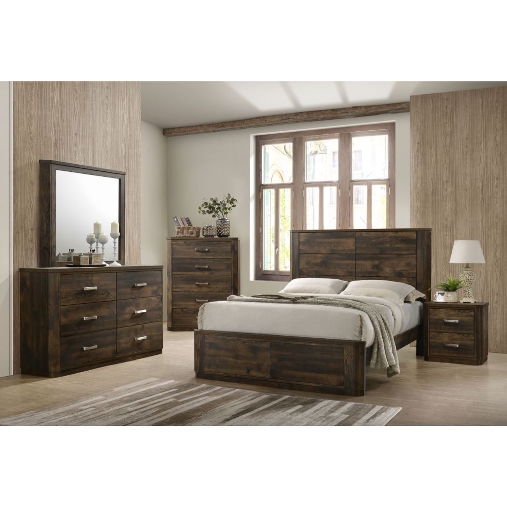 ACME Furniture Beds - Queen Bed, Rustic Walnut