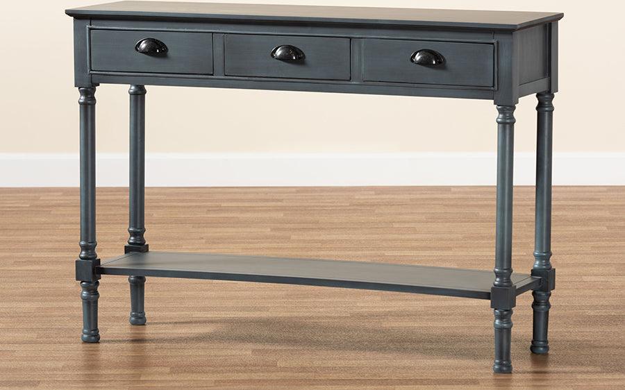 Wholesale Interiors Consoles - Garvey French Provincial Grey Finished Wood 3-Drawer Entryway Console Table