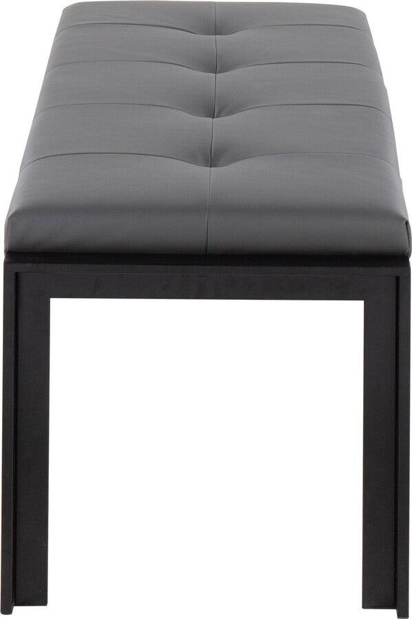 Lumisource Benches - Fuji Contemporary Bench In Black Metal & Grey Faux Leather