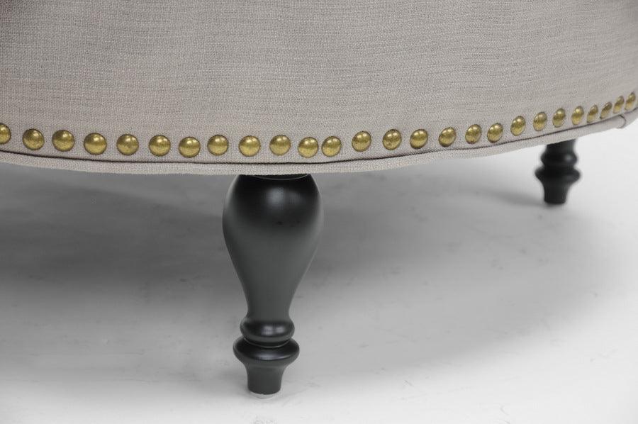Wholesale Interiors Ottomans & Stools - Palfrey Beige Linen Modern Tufted Ottoman