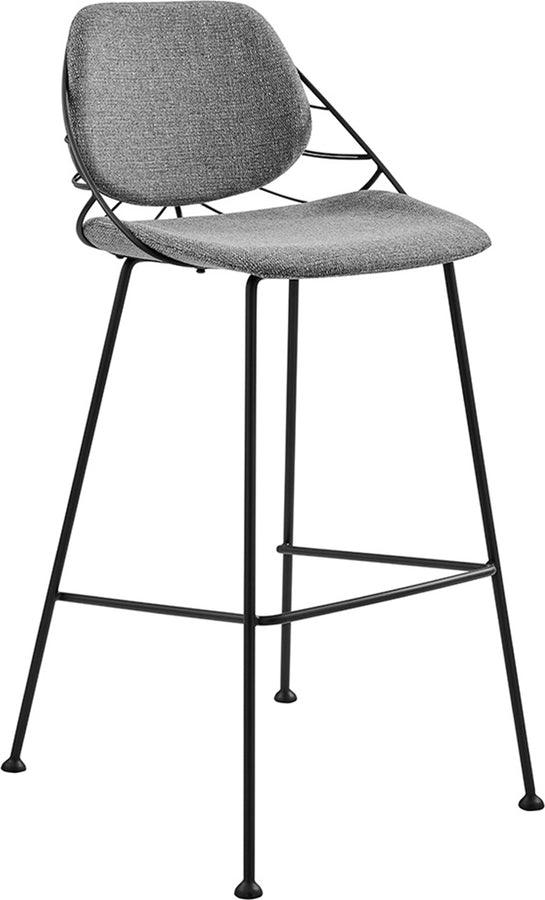 Euro Style Barstools - Linnea-B Bar Stool in Light Gray Fabric with Matte Black Frame and Legs - Set Of 2